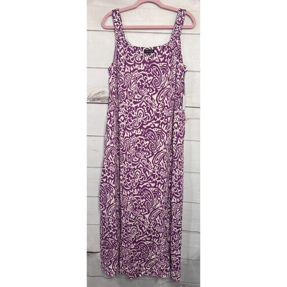1.State NWT Dress Size MED Purple White Maxi Sleeveless - Picture 1 of 7
